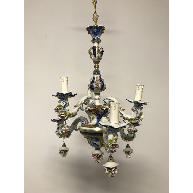 Vintage French Porcelain Flower Chandelier For Sale - Image 15 of 18