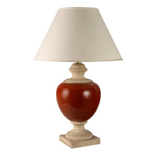 Vintage Table Lamp in Travertine with Marble, 1960s For Sale
