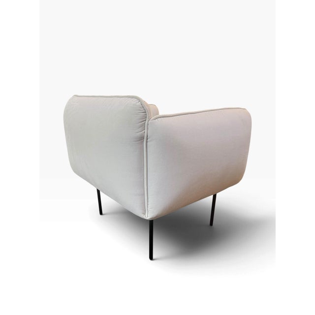 Metal Woud Nakki 1-Seater Lounge Chair by Mika Tolvanen in Cream Velvet For Sale - Image 7 of 18