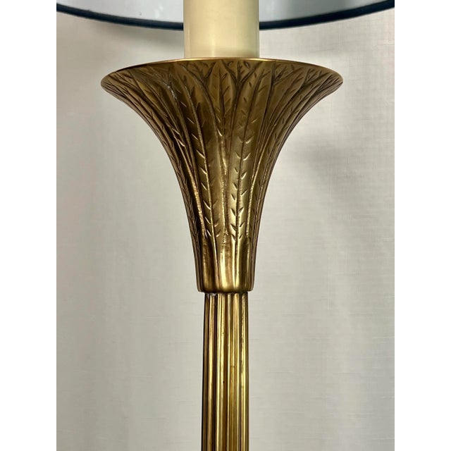 Chapman Manufacturing Company Vintage Chapman Art Deco Style Brass Column Table Lamp For Sale - Image 4 of 11
