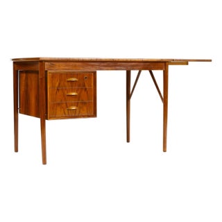 1960s Danish Modern / Mid Century Walnut Drop Leaf Writing Desk Attributed to Erik Buch for o.d. Møbler For Sale