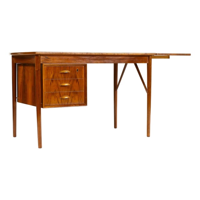 1960s Danish Modern / Mid Century Walnut Drop Leaf Writing Desk Attributed to Erik Buch for o.d. Møbler For Sale