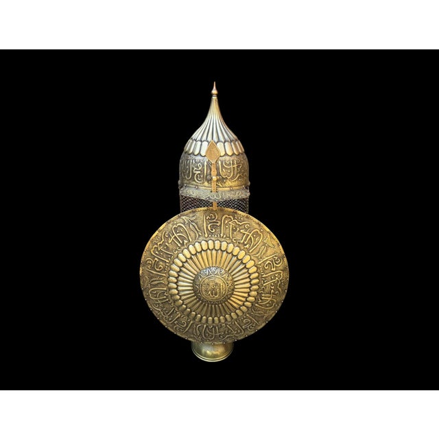 Brass Large Engraved Calligraphy Helmet Shield Set For Sale - Image 8 of 15