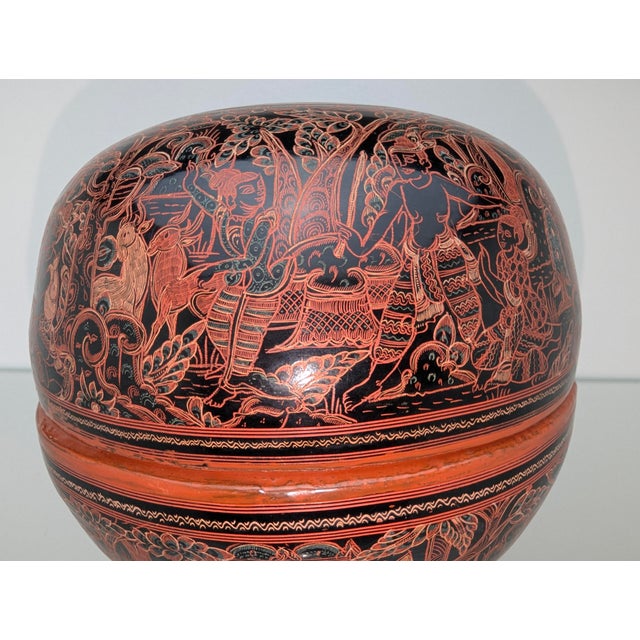Large Vintage Burmese Lacquer Ball Box, 1960 For Sale - Image 12 of 13