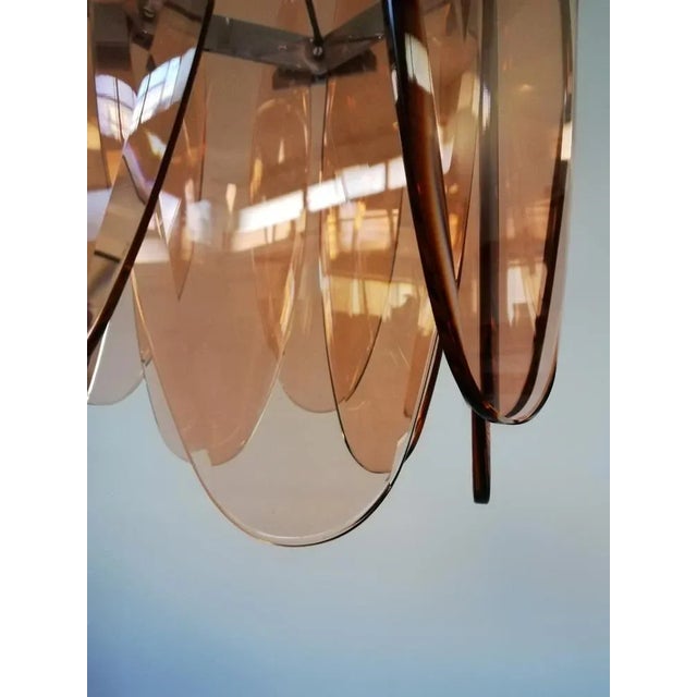 Pink Mid-Century Modern Italian Ground Pink Glass Pendant Lamp from Veca For Sale - Image 8 of 16
