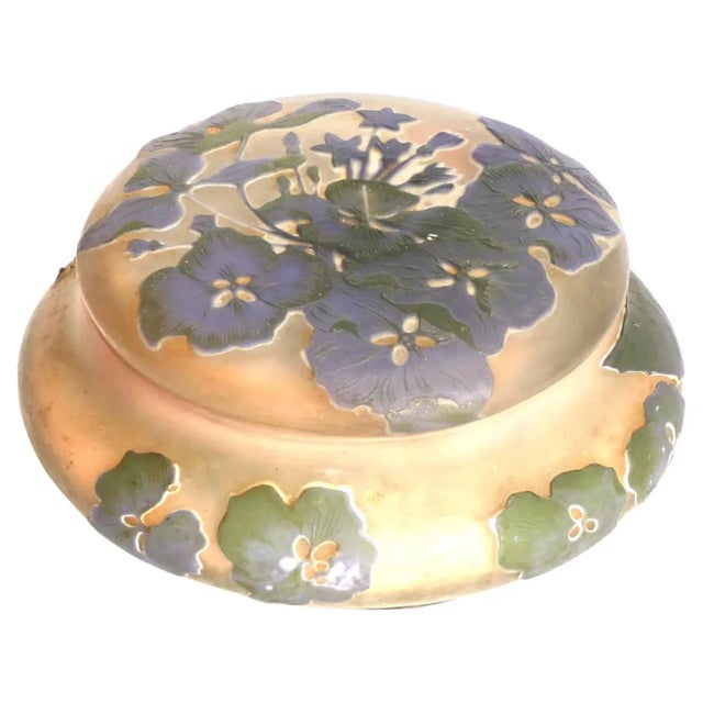 Purple Antique Emile Galle Hydrangea Cameo Covered Dish For Sale - Image 8 of 8