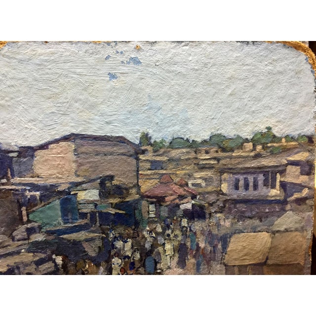 Gray 1960s Oil Painting Market Yudin Igor Dmitrievich For Sale - Image 8 of 10
