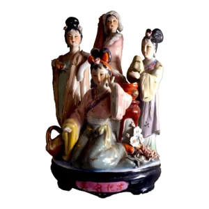 1920's Japanese Hand Painted Porcelain Figurine Geisha Musicians