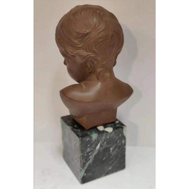 Vintage French Terracotta Bust of a Child on Marble Plinth For Sale In Atlanta - Image 6 of 12