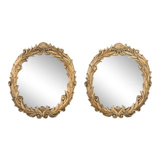 Art Deco to Art Nouveau or Hollywood Regency Gilded Resin Mirrors Anthemion Foliate Design Style of Serge Roche, a Pair For Sale