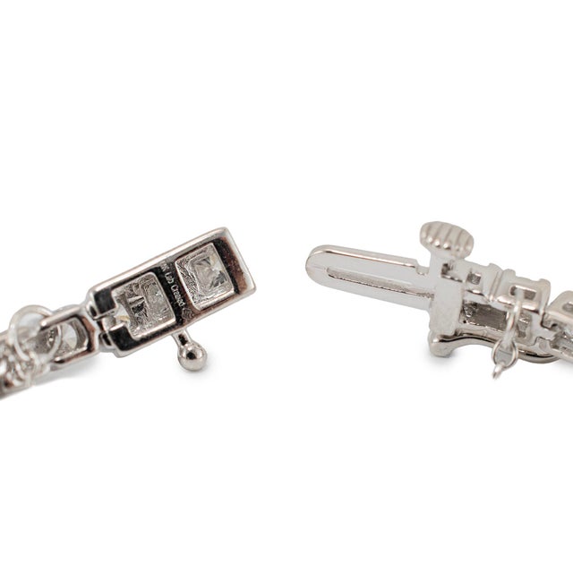Metal Ladies 14k White Gold Gsi 5.00ct Round Lab Grown Diamond Tennis Bracelet For Sale - Image 7 of 9
