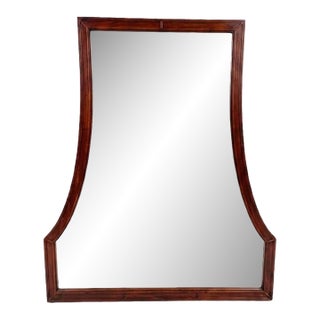 Vintage Large Pagoda Wood Framed Wall Mirror in the Manner of Barbara Barry For Sale