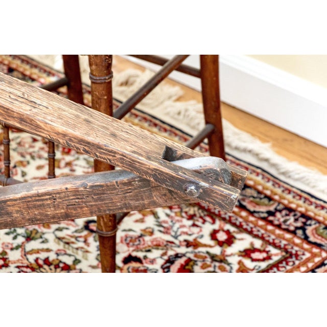 Mid 19th Century 19th Century American Primitive Wooden Grain Scoop With Folding Support Arm & Iron Hanger For Sale - Image 5 of 18