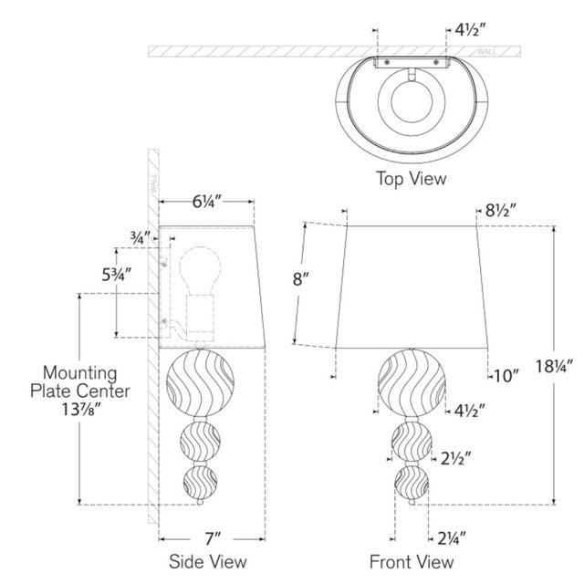 Visual Comfort Julie Neill for Visual Comfort Signature Talia 18" Sconce in Burnished Silver Leaf and Clear Swirled Glass with Linen Shade For Sale - Image 4 of 6