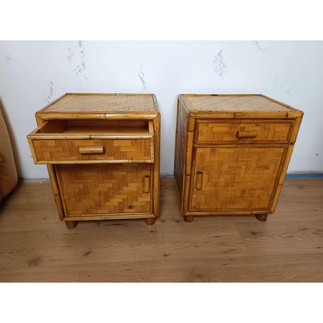 1970s Vintage Bamboo Bedside Tables, 1970s, Set of 2 For Sale - Image 5 of 18