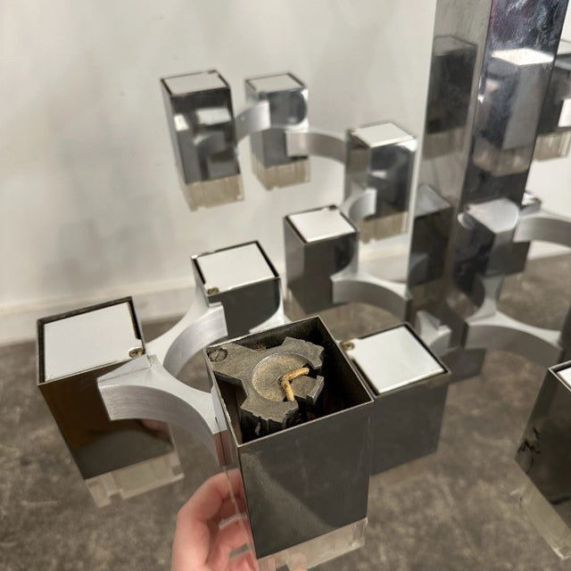 Mid Century Modern Gaetano Sciolari Cubic Chandelier “Ice Cube” For Sale - Image 11 of 12