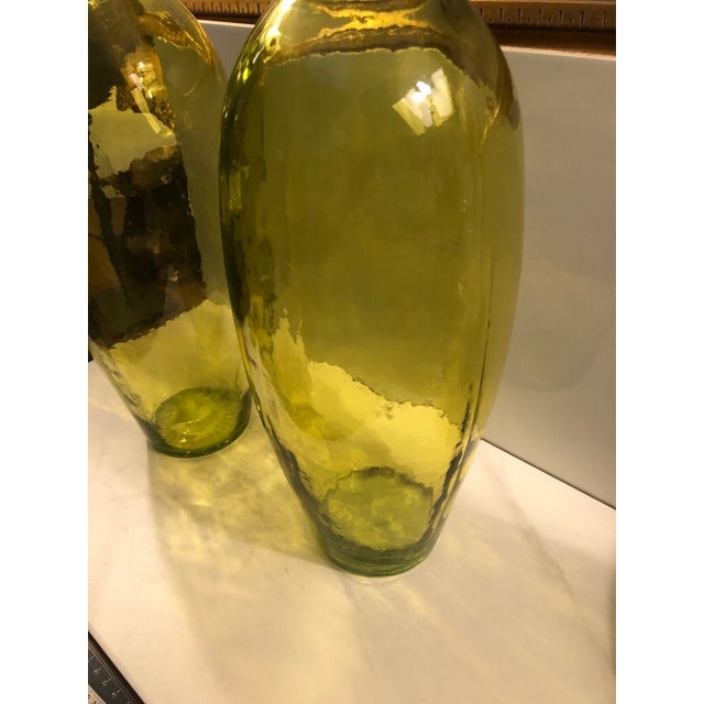 Late 20th Century San Miguel Spain Tall Chartreuse Vases - A Pair For Sale - Image 5 of 8