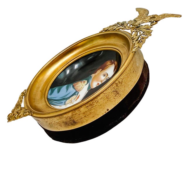 Ceramic Early 20th Century Miniature Napoleon Portrait on Ceramic in Imperial Eagle Faux-Gilt Frame For Sale - Image 7 of 14