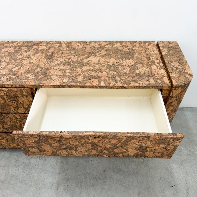 Brown Vintage 1970s MCM Six Drawer Cork Dresser For Sale - Image 8 of 10