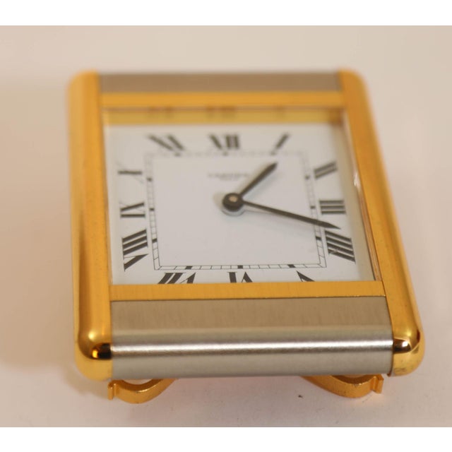 Cartier Tank Desk Clock Two-Tone Gold and Steel For Sale - Image 12 of 14