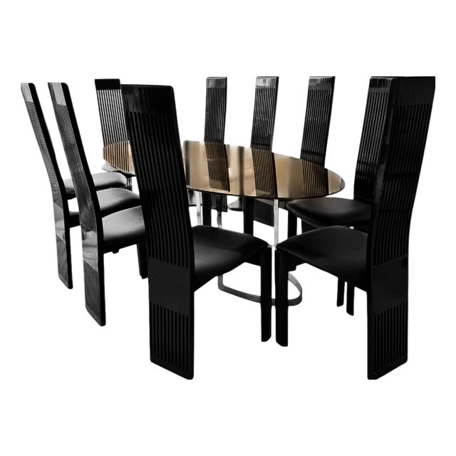 Italian Dining Table and Chairs by Pietro Costantini and Vittorio Introini for Cidue, 1979, Set of 11 For Sale