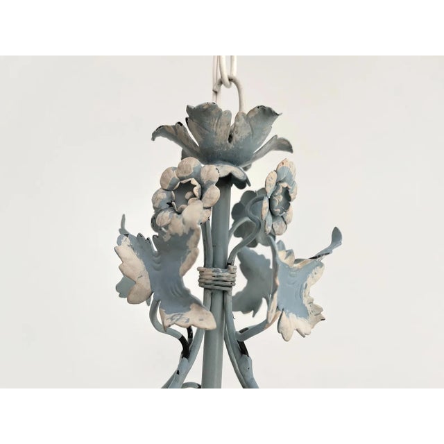 Blue Ivy Tole Chandelier, 1950s For Sale - Image 4 of 11