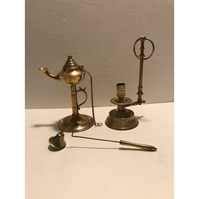 Late 20th Century Vintage Ornate Brass Lighting Fixtures- Set of 3 For Sale - Image 12 of 12