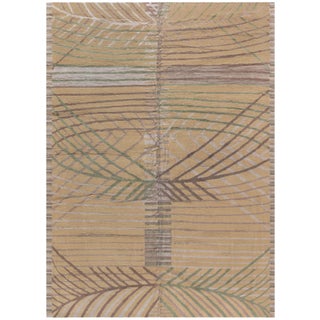 Abstract Modern Oversized Rug With Palm Frond Motif In Golden Tan "Palmera" For Sale