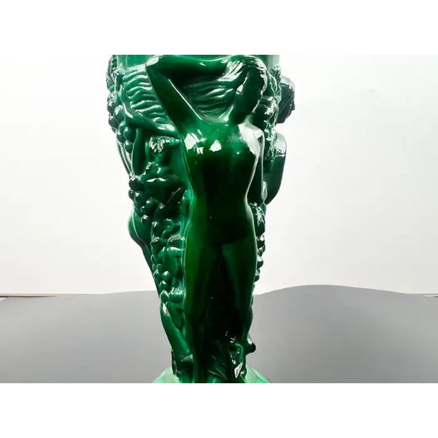Green Curt Schlevogt Art Deco Malachite Glass Vase, 1930's For Sale - Image 8 of 14