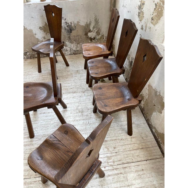 Vintage Oak Folk Art Chairs, 1950s, Set of 6 For Sale - Image 13 of 18