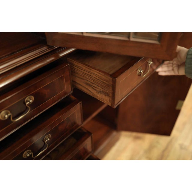 Large Mahogany China Cabinet With 9 Drawers and 4 Enclosed Compartments Behind Doors For Sale In New York - Image 6 of 11