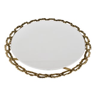 Round Illuminated Mirror with Brass Loops, 1970s For Sale