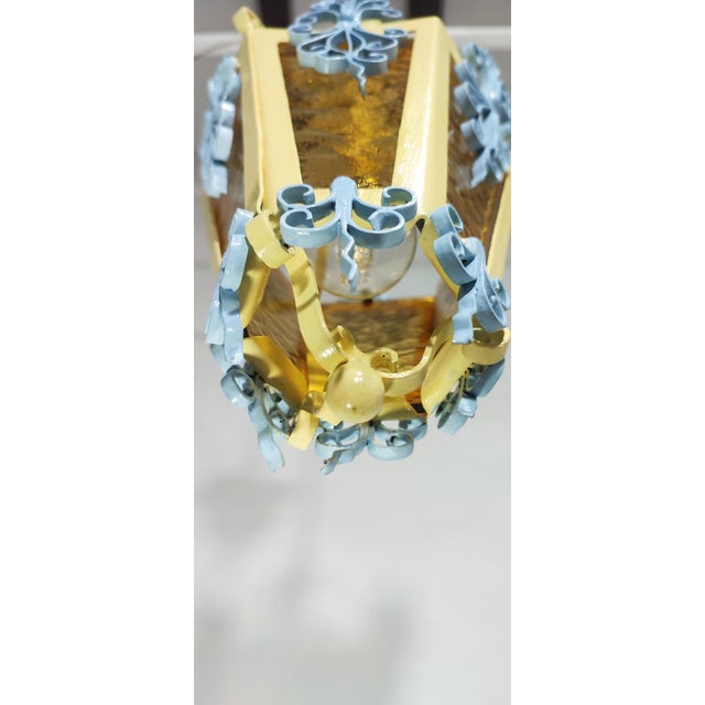 Blue Ceiling Lantern Pendant, Spain, 1980s For Sale - Image 8 of 11