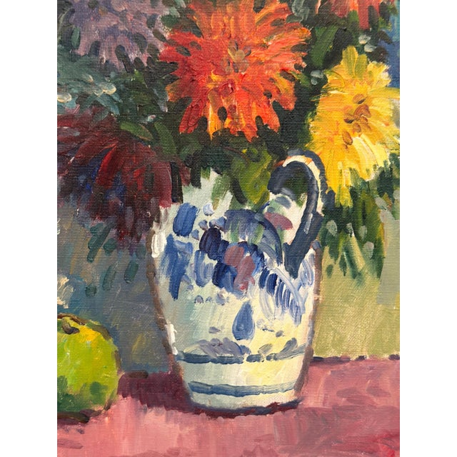 Eric Lundgren, Asters in Ceramic Vase, 1950s, Oil on Canvas, Framed For Sale - Image 12 of 18