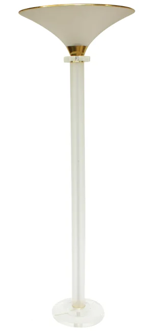 Brushed Lucite and Brass Floor Lamp