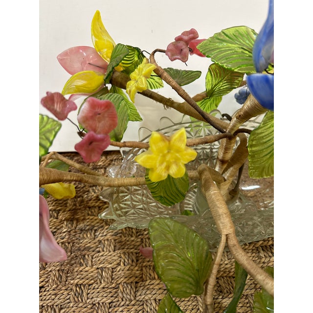 1970s Glass Murano Style Floral Arrangement Centerpiece Lamp For Sale In Atlanta - Image 6 of 8