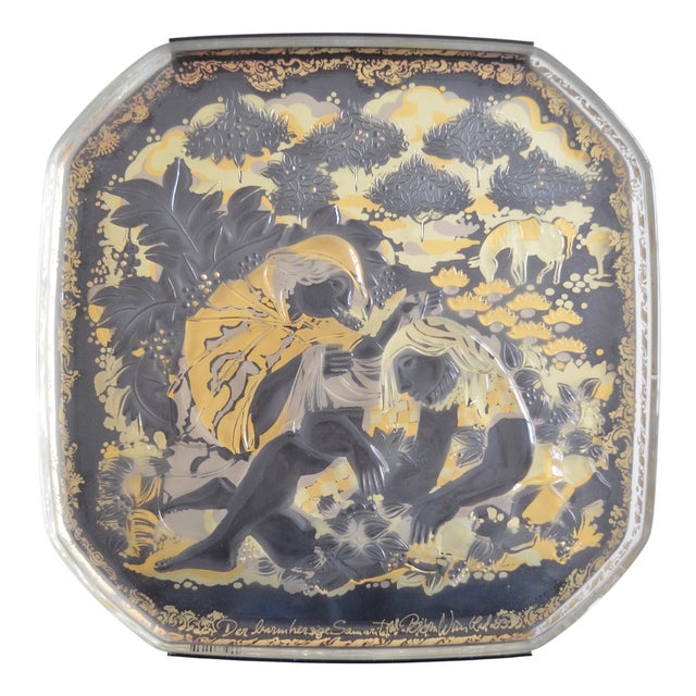 Vintage Glass Wall Plate by Bjørn Wiinblad for Rosenthal, 1983 For Sale