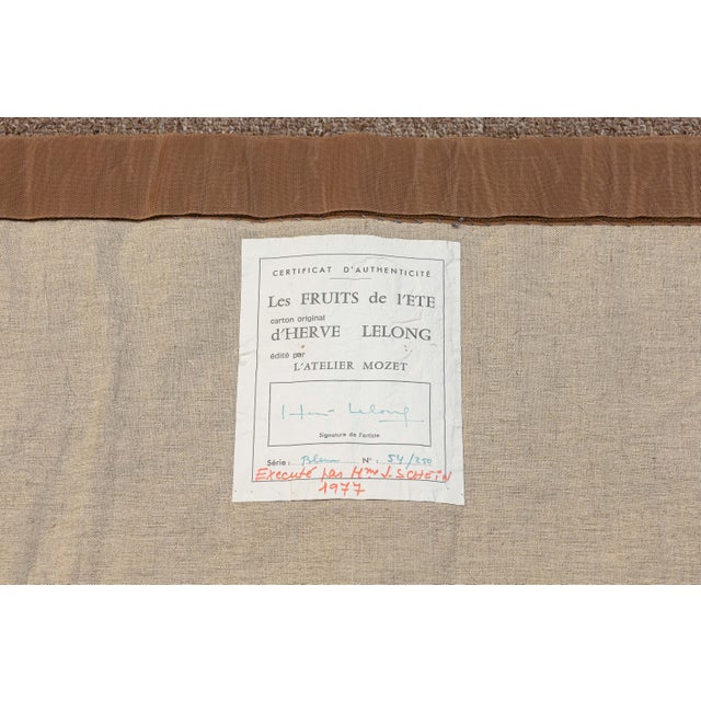 1970s Hervé Lelong (1935–2023) Les Fruits De L’Été 1977 Signed Wool Tapestry 54/250 For Sale - Image 5 of 7
