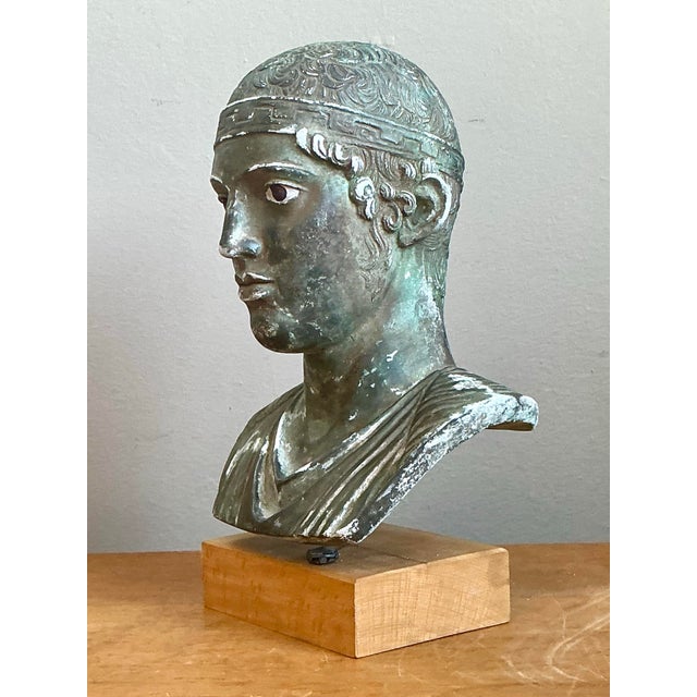 Vintage Classical Greek Style Plaster Bust For Sale - Image 10 of 12