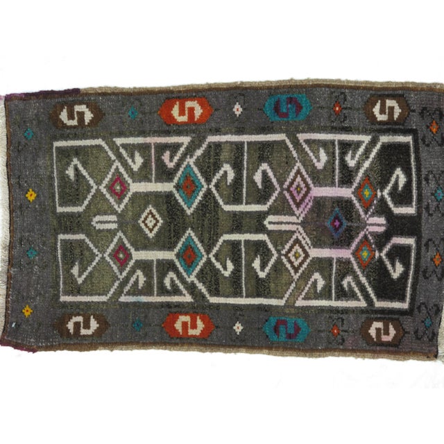 Wool on wool pile genuine handmade vintage Anatolian Oushak rug. The piece is from the 1970s.