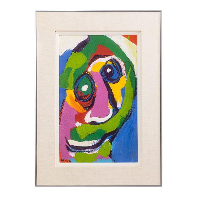 Karel Appel, Tete 1968 Signed Original Acrylic on Board CoBrA Art Movement For Sale