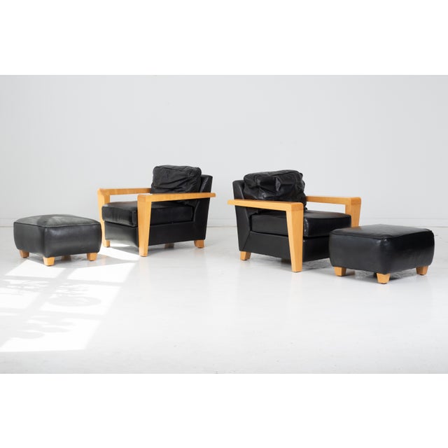 Wood Lounge Chair and Ottomans Designed for Thayer Coggin For Sale - Image 7 of 13