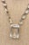 Vintage Art Deco Crystal and Sterling Silver Long Necklace With Faceted Square Pendant For Sale - Image 11 of 11