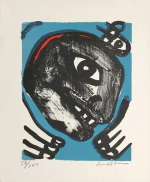 1970s Bengt Lindstrom, Visage Noir, Lithograph