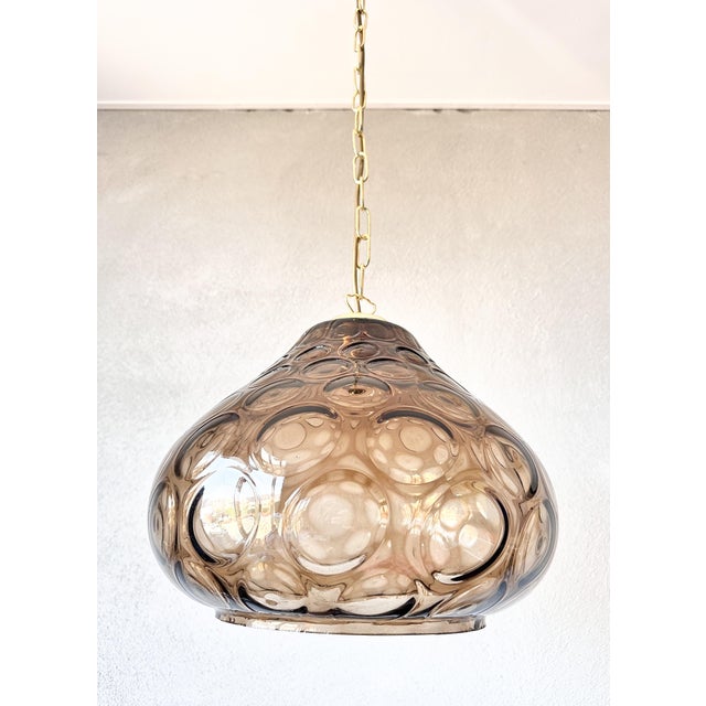 1970s Vintage Smoked Pendant Light from Glashütte Limburg, 1970s For Sale - Image 5 of 12