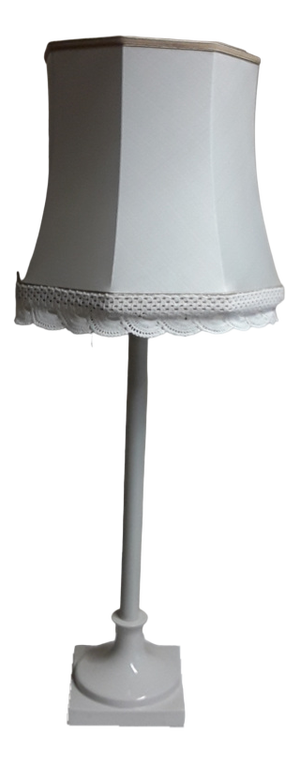 Large Vintage German Table Lamp in White Glazed Porcelain with a Cream-Colored Fabric Screen from KPM Berlin