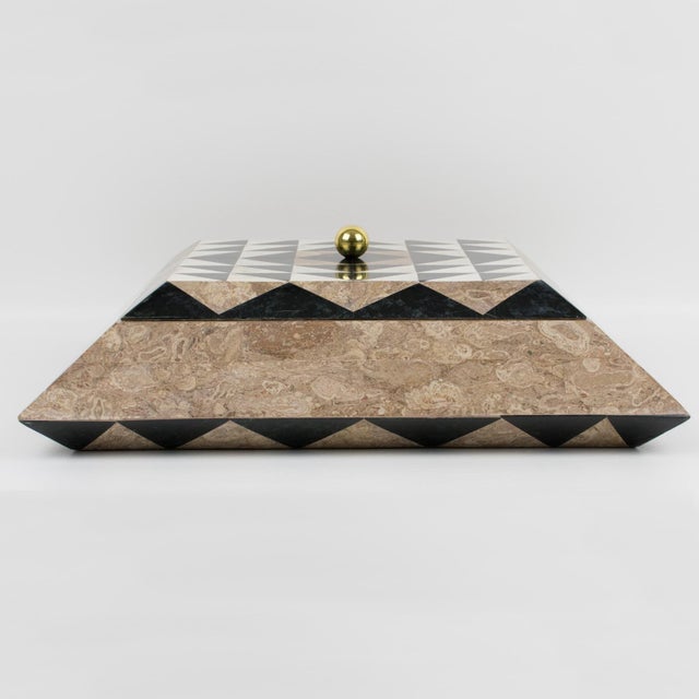 Maitland-Smith Oversized Tessellated Marble Stone Box, circa 1980 For Sale - Image 10 of 16