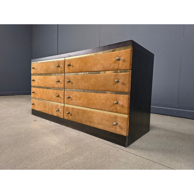 Brown Vintage Italian Chest of Drawers in Velvet, 1970s For Sale - Image 8 of 11