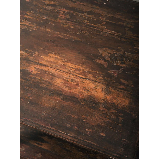 Farmhouse Vintage Rustic Solid Wood Side Table With Lower Shelf and Patina For Sale - Image 3 of 5