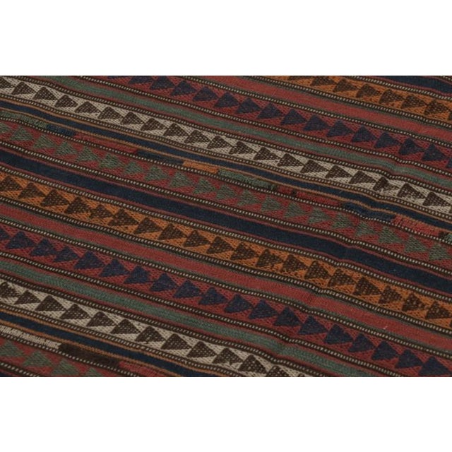 1950s Vintage Persian Square Kilim, Polychromatic Geometric Stripes - Rug & Kilim For Sale - Image 5 of 10